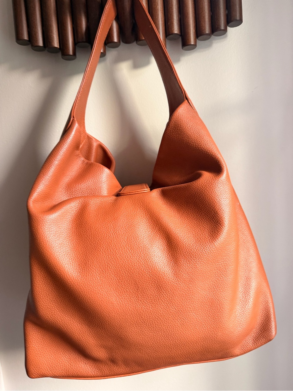Leather Hobo Shoulder Bag in Cognac Brown - Picture 6 of 10